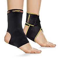 CopperJoint Ankle Wrap & Ankle Compression Sleeve- Arch Support Brace, Achilles Tendonitis Relief, & Plantar Fasciitis Relief - Copper Infused- All Day Comfort (Medium)