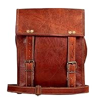 RUSTIC TOWN Leather Satchel iPad Tablet Bag - Leather Saddle Bag Purse - Small Shoulder Bag for Men and Women