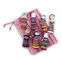 Thorness Set of 7 Guatemalan Handmade Worry Dolls with a Colourful Crafted Storage Bag | Worry Dolls for Girls | Worry Dolls for Boys | Anxiety Dolls | Worry Doll | Guatamalan Doll