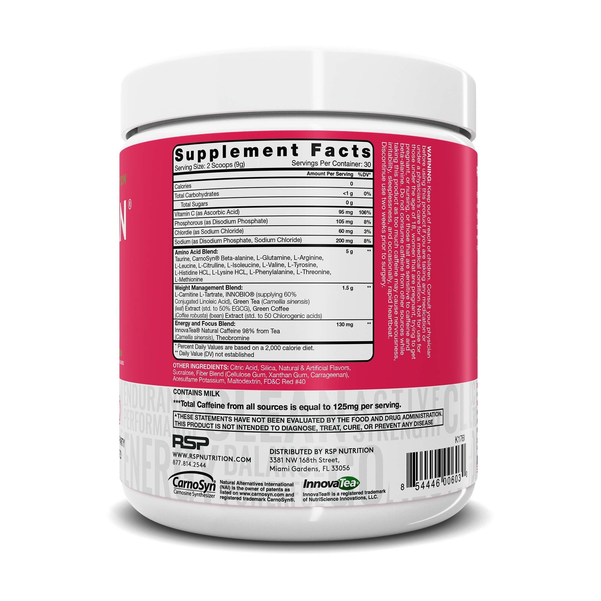 RSP NUTRITION AminoLean Pre Workout Energy (Watermelon 30 Servings) with TrueFit Protein Powder (Vanilla 2 LB)