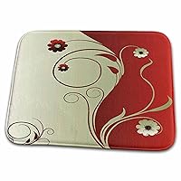 Delicate Red, and Cream Flowers and Flourishes - Bathroom Bath Rug Mats (rug-217927-1)