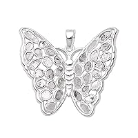 1.50 CTW Natural Diamond Polki Butterfly Pendant 925 Sterling Silver Platinum Plated Slice Diamond Jewelry