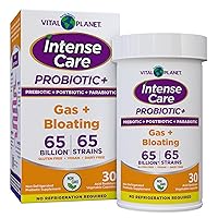 Vital Planet - Intense Care Gas & Bloating Probiotics Plus Prebiotics, Postbiotics, Parabiotics, Complete 4-in-1 Supplement for Adults, 65 Billion CFU, 65 Strains, Digestive and Immune, 30 ct