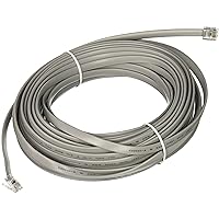 Straight Wired Modular Cable, Telephone Cable for RJ12 6P6C, 50 Foot Straight-Through Pinned Cable, Silver, C2G 08115