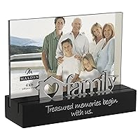 Malden International Designs Family Desktop Expressions with Silver Word Attachment Picture Frame, 4x6, Black