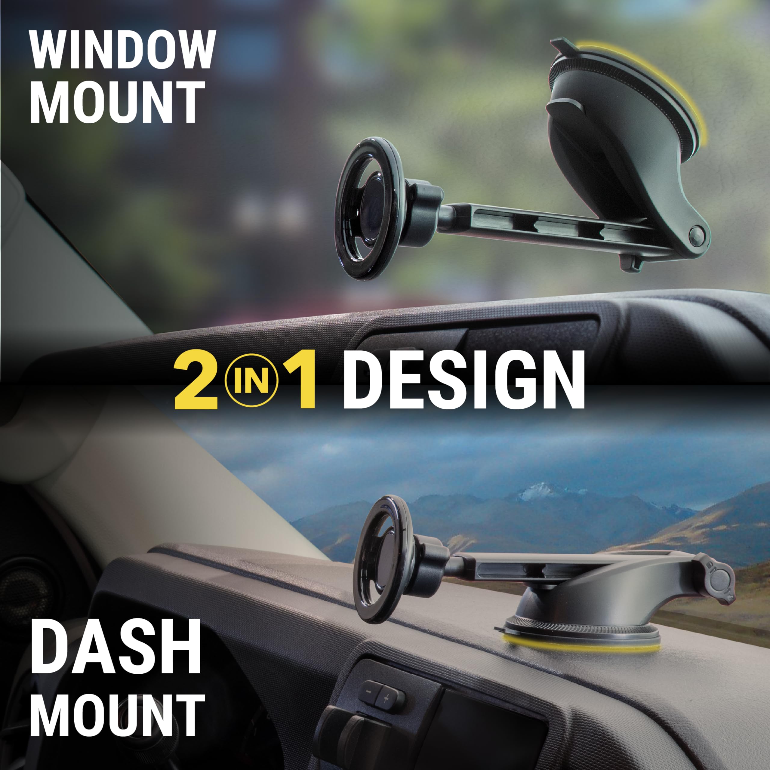 Scosche MagicMount SMSWDEX MagSafe Car Mount, Magnetic Phone Holder for Car Windshield/Dashboard, Suction Cup Phone Mount Compatible w/iPhone 15/14/13/12/Pro/Max/Plus/Mini/Mag Safe Accessories