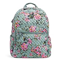 Vera Bradley Women's Cotton Campus Backpack, Rosy Outlook - Recycled Cotton, One Size