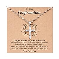Easter Frist Communion Baptism Gifts for Girls Women, Cross Necklace Christian Religious Faith Gifts