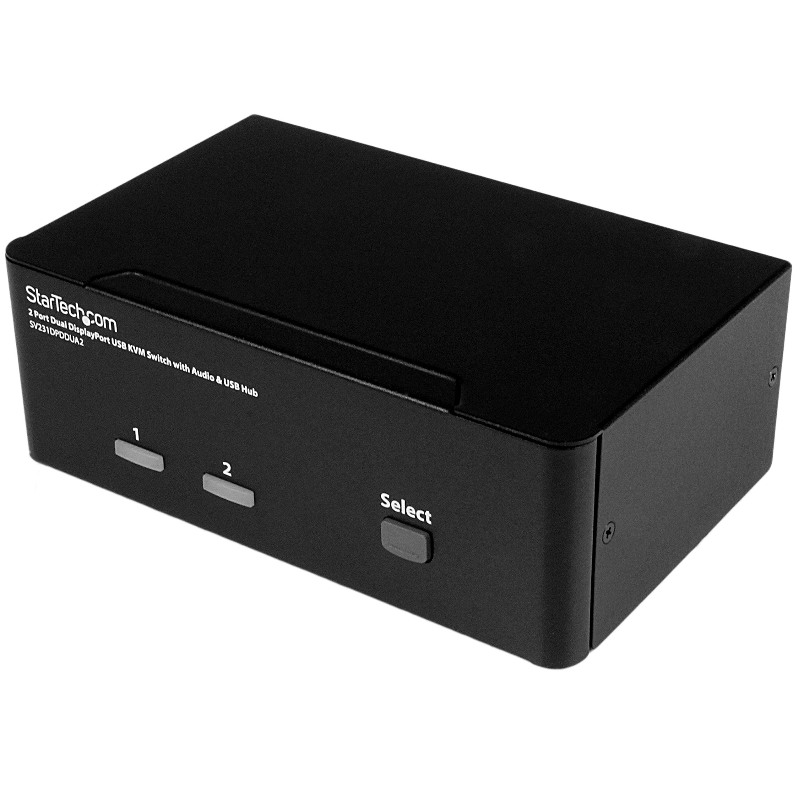 StarTech.com 2-Port DisplayPort KVM Switch - Dual-Monitor - 4K 60 - with Audio & USB Peripheral Support - DP 1.2 - USB Hub (SV231DPDDUA2),Black