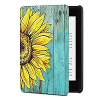 Case for Kindle Paperwhite 11th Generation 6.8”, Durable PU Leather Cover with Auto Wake/Sleep Cover for Kindle Paperwhite 11th Generation and Signature Edition 2021 Released, Sunflower Plank