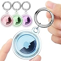 [4 Pack] Airtag Holder, Waterproof Air Tag Case with Keychain, Shockproof & Dustproof Airtag Holders for Dog Collar, Luggage, Keys, Full Body Anti-Scratch Protective (4 Colors)