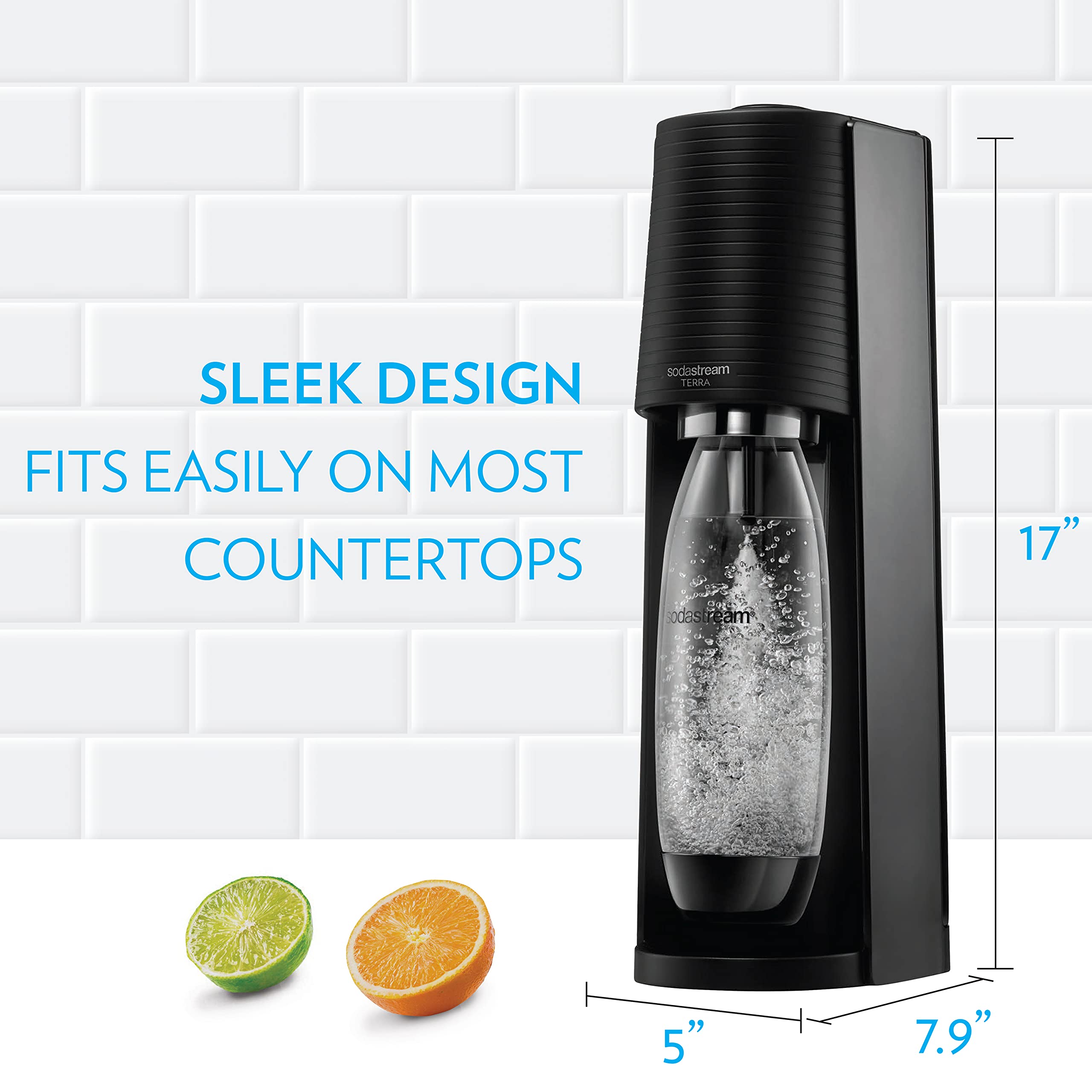 SodaStream Terra Sparkling Water Maker (Black) with CO2 and DWS Bottle