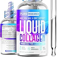 Liquid Collagen Peptides with Biotin - Hair, Skin, Nail, & Joint Support - Collagen, Biotin - Liquid Absorption Drops by Pure Research - Strong Nails and Bones, Flexible Joints - 2 fl oz