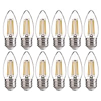 FLSNT B11 E26 Base LED Candelabra Light Bulbs 60W Equivalent, Dimmable, LED Candle Light Bulbs, 2700K Soft White, 12 Pack