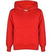 Kids Girls Boys Sweat Shirt Tops Plain Red Hooded Jumpers Hoodies Age 2-13 Years