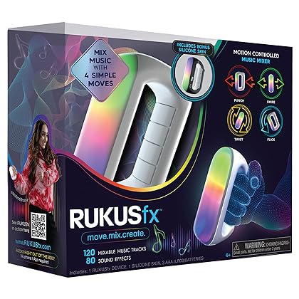 RUKUS Just Play RUKUSfx Motion-Controlled Music Mixer, Lights and Sounds Music, with Bonus Skin, Multicolor
