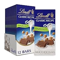 Lindt CLASSIC RECIPE Hazelnut Milk Chocolate Bar, Mother’s Day Chocolate, 4.4 oz. (12 Pack)