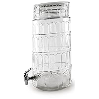 Circleware Sun Tea Jar Beverage Dispenser and Glass Lid, Party Entertainment Home & Kitchen Glassware Water Pitcher for Juice, Beer, Kombucha & Cold Drinks, Huge 2.2 Gallon, Tower of Pisa