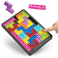 Power Your Fun Pop Puzzle Popper Fidget Game - 27pc Jigsaw Puzzle Game Pop Push It Bubble Sensory Fidget Toys for Learning, Stress Relief Silicone Pop Puzzle Game Board for Kids and Adults (Black)