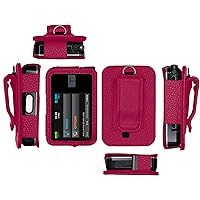 Premium Fitted Leather Case with Screen Protector & Belt Clip (Neck Lanyard) for Tandem Diabetes Care Insulin Pump T:Slim X2 (All Models) (Vertical-B1-HPink)
