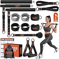 Pilates Bar Kit with Resistance Bands, Yoga Pilates Bar with Stackable Bands Set for Women & Men, Home Gym Adjustable Height Pilates Equipment for Full Body Workouts