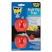 Raid Fruit Fly Trap, Indoor Fruit Fly Killer, Easy to Use Safe, Food-Based Lure Fly Catcher, 2 Traps + 120 Day Lure Supply