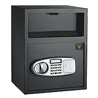 Electronic Safe Deposit Box - Drop Safe with Digital Keypad and 2 Manual Override Keys for Business Cash Drops or Home Safety by Paragon Safes (Black)