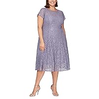 S.L. Fashions Women's Plus Size Sequin Fit and Flare Dress