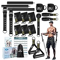 Pilates Bar Kit with Resistance Bands, Multifunctional Yoga Pilates Bar with Heavy-Duty Metal Adjustment Buckle, Portable Home Gym Pilates Resistance Bar Kit for Women Full Body Workouts