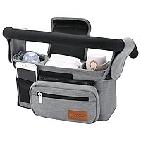 Universal Stroller Organizer with Insulated Cup Holder by Momcozy - Detachable Phone Bag & Shoulder Strap, Fits for Stroller Like Uppababy, Baby Jogger, Britax, BOB, Umbrella and Pet Stroller