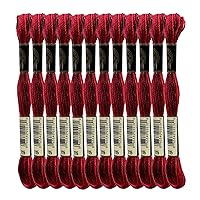 Magical Color Variegated Cross Stitch Thread Color Variations Embroidery Floss Pack, 8.7-Yard, Dark Red, Pack of 12 Skeins
