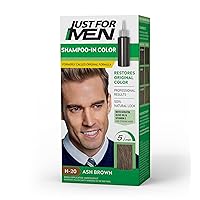 Just For Men Shampoo-In Color (Formerly Original Formula), Mens Hair Color with Keratin and Vitamin E for Stronger Hair - Ash Brown, H-20, Pack of 1