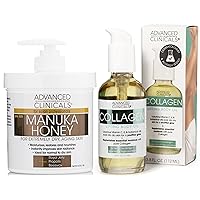 Advanced Clinicals Manuka Honey Hydrating Cream + Collagen Lifting Body Oil Set