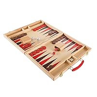 Hey! Play! Wood Backgammon Board Game- Complete Set with Folding Board for Storage, Portable Handle, and Full Game Accessories for Adults and Kids (80-HCH-BK)