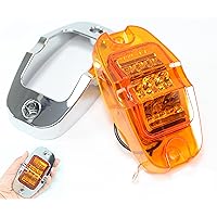 Pair of 2 LED Mid-Turn Lights Extra Bright Side Marker Amber with Chrome Bezel Truck Trailer RV 9-Diode 35104AE