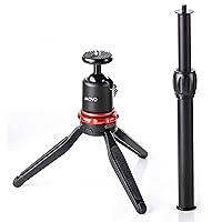 Universal Mini Camera Tripod with Extendable Pole (MV-T1) Adjustable Head, Heavy-Duty Aluminum Travel Stand for DSLR, Mirrorless, GoPro, Smartphones, Compact, Portable