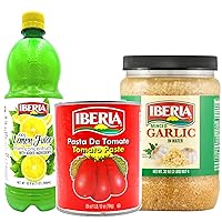 Iberia Lemon Juice 32 oz + Iberia Tomato Paste 28 oz. + Iberia Minced Garlic 32 oz
