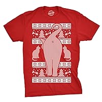 Mens Festive Cat Butt Ugly Christmas Sweater T Shirt Funny Holiday Novelty Top
