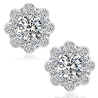 Moissanite Stud Earrings, 0.6ct-2ct Brilliant Heart Shape Lab Created Diamond Earrings, D Color VVS1 Clarity, White Gold Plated Silver Friction Back for Women Girls