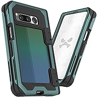 Ghostek ATOMIC slim Pixel Fold Case Clear Back with Green Aluminum Metal Bumper Full Hinge Protection Premium Rugged Heavy Duty Shockproof Covers Designed for 2023 Google Pixel Fold (7.6 Inch) (Green)
