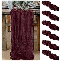 6 Pieces Burgundy Cheesecloth Table Runner 10 Ft Cheese Cloth Gauze Table Runner for Rustic Wedding Arch Drapery Reception Birthday Party Rehearsal Dinner Decorations