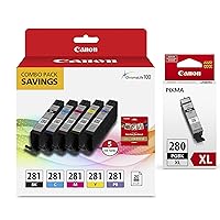 Genuine Canon CLI-281 5-Color Ink Tank Combo Pack with 5 x 5
