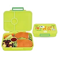 KOMUNURI® Leakproof Tritan Bento Box for Kids Lunch Box Containers with 4 to 5 Compartments - BPA Free Sturdy Bento Lunch Box for Kids, Lightweight, Spacious & Odorless Toddler Lunch Box Bento(Safari)