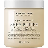 MAJESTIC PURE Shea Butter, Natural Skin Care, Virgin Cold-Pressed Raw Unrefined Premium Grade from Ghana - 8 oz
