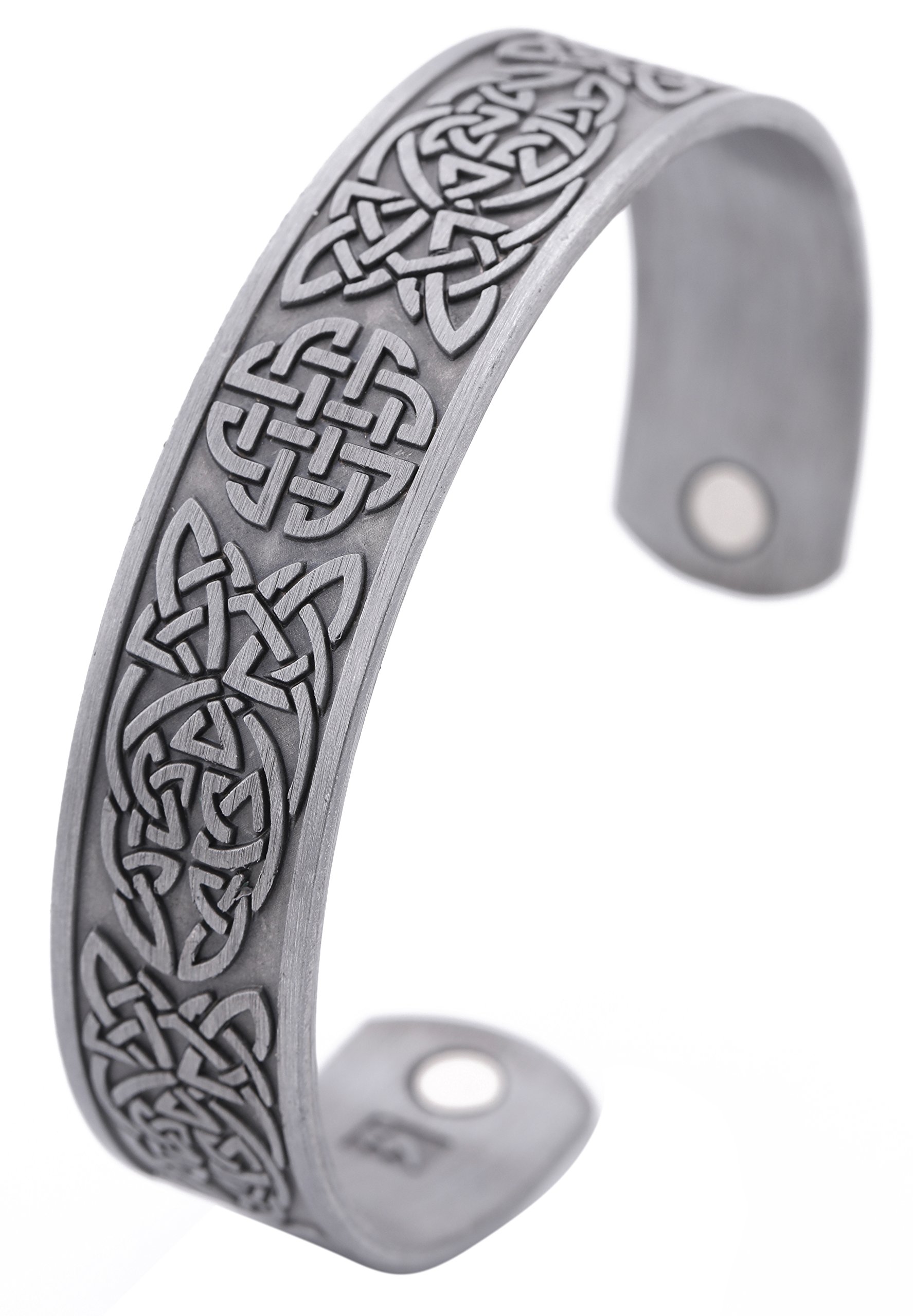 My Shape Classic Irish Celtic Knot Bracelet Magnetic Therapy Cuff Bangle Irish Pattern Jewelry (Antique Silver)