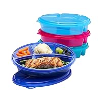 EasyLunchboxes® - Oval Lunch Boxes - Reusable 4-Compartment Food Containers for Work, Travel and Meal Prep, Set of 4, (Jewel Brights)