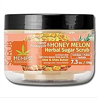 HEMPZ Sugar Body Scrub All Natural Exfoliating Shea Butter, Sugar, and Salt - For Women, Men, and Teens, 7.3 fl oz (Pineapple & Honey Melon)