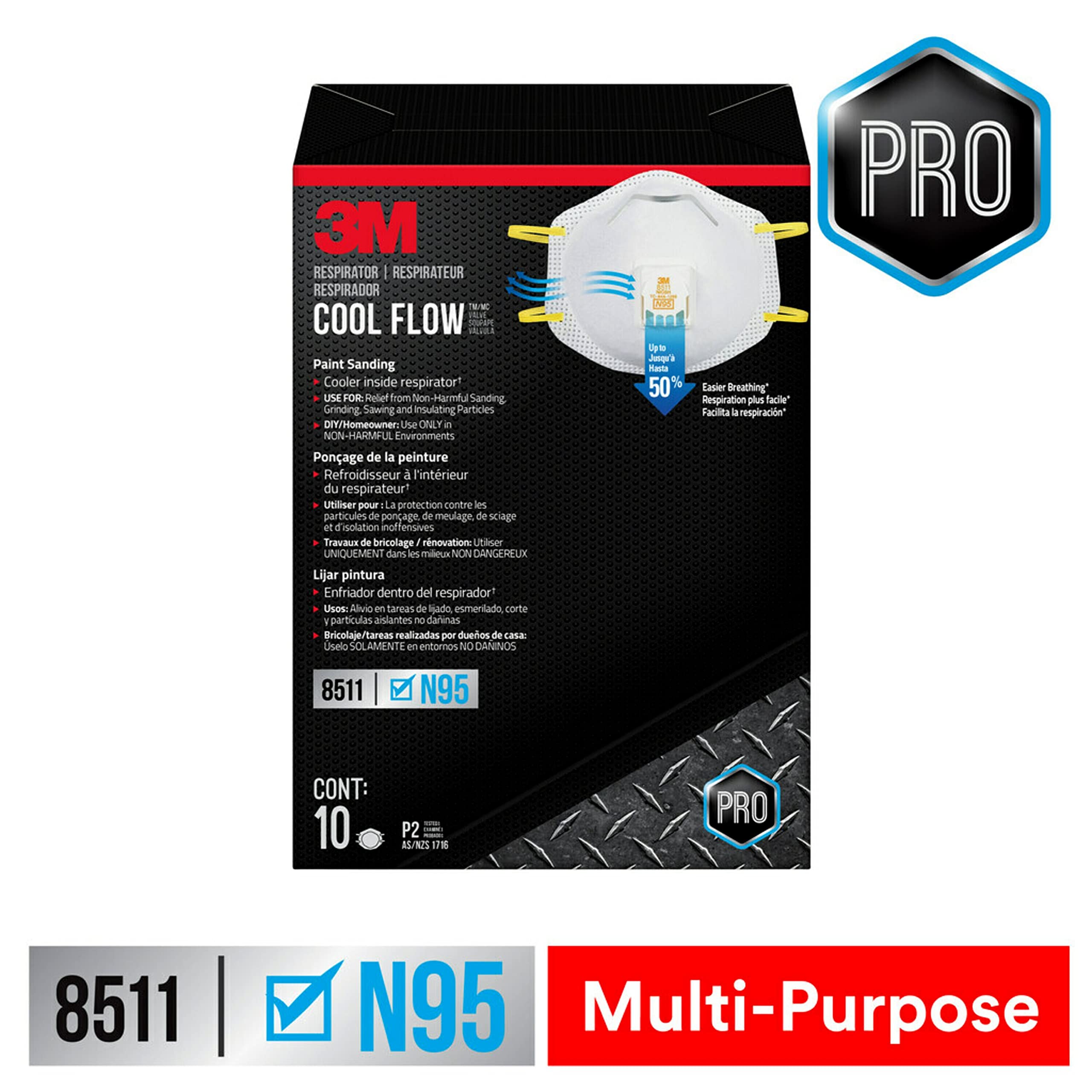 3M Safety Bundle: Pro-Protect Hearing Protector with Bluetooth Technology + 10-Pack Cool Flow Valve N95 Respirator 8511 + 1-Pair Safety Eyewear