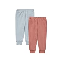 Hanes Unisex Pure Comfort French Terry Joggers, Girl and Baby Boy Pants, 2-Pack, Silver/Rust