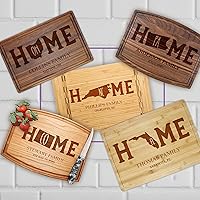 Custom State Map Engraved Cutting Boards - Personalized Kitchen Blocks for Housewarming, Realtor Closing, Christmas, Moving In Or Out - Best Gift Ideas For New Homeowners, Friends, Family